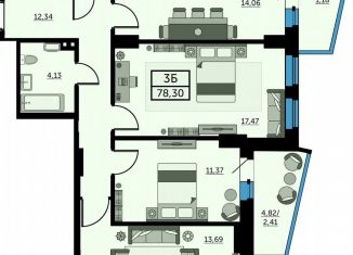 Продажа 3-ком. квартиры, 77.6 м2, Ростов-на-Дону, улица Ларина, 45с11