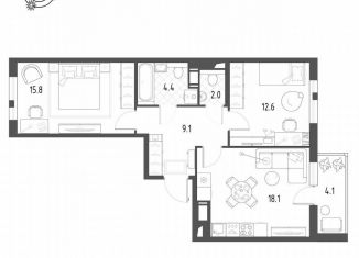 Продаю 2-комнатную квартиру, 63.9 м2, посёлок Шушары