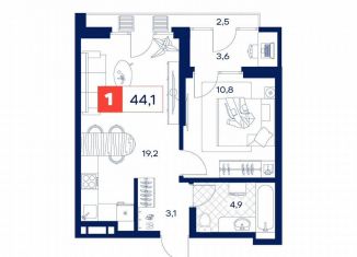 Продажа однокомнатной квартиры, 44.1 м2, Тюмень