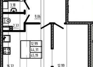 Продается двухкомнатная квартира, 44.3 м2, Сертолово, Златоглавая улица, 2к2
