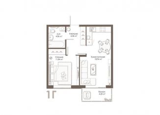 Продается однокомнатная квартира, 42.5 м2, село Дядьково, 1-й Бульварный проезд, ЖК Правый Берег