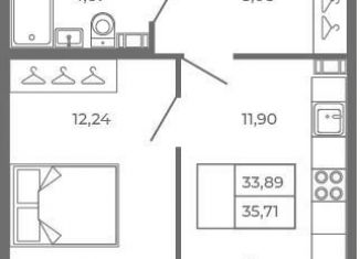 Продаю 1-ком. квартиру, 33.9 м2, Сертолово