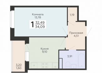 Продажа 1-ком. квартиры, 34.1 м2, Воронеж, Острогожская улица, 156/3