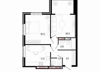 Продам 2-комнатную квартиру, 59.8 м2, Иваново