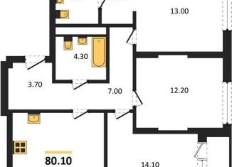 Трехкомнатная квартира на продажу, 80.1 м2, Екатеринбург, Ленинский район, улица Шаумяна, 77