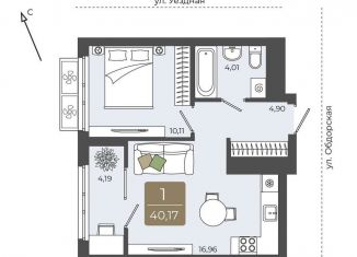 Продается 1-комнатная квартира, 40.2 м2, Тюмень