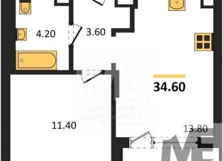 1-комнатная квартира на продажу, 34.6 м2, Республика Башкортостан, Лесная улица