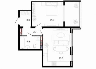 1-комнатная квартира на продажу, 50.6 м2, Иваново
