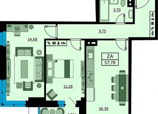 Двухкомнатная квартира на продажу, 58.2 м2, Ростов-на-Дону, улица Ларина, 45с8, ЖК Сердце Ростова 2