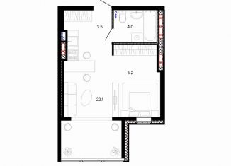Однокомнатная квартира на продажу, 34.8 м2, Иваново