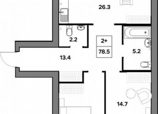 Продается двухкомнатная квартира, 78.5 м2, Ярославль, улица Шевелюха, 130