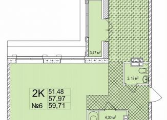 2-комнатная квартира на продажу, 59.7 м2, Нижний Новгород, Малая Ямская улица, 22