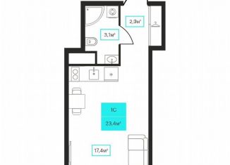 Квартира на продажу студия, 23.4 м2, Тюмень, улица Червишевский Тракт, 25