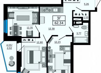 Продажа 3-ком. квартиры, 62.3 м2, Ростов-на-Дону