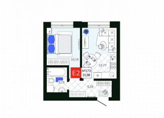 Продается однокомнатная квартира, 32 м2, Тула