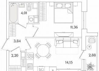 Продажа 1-комнатной квартиры, 37 м2, Санкт-Петербург, метро Проспект Ветеранов