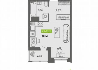 Квартира на продажу студия, 27.1 м2, Архангельск, Октябрьский округ, улица Самойло, 1к1