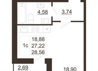 Продам квартиру студию, 28.6 м2, Санкт-Петербург, Московский район