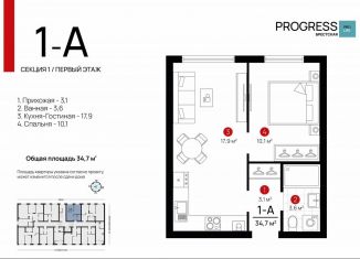 Продажа 1-комнатной квартиры, 34.7 м2, Астраханская область