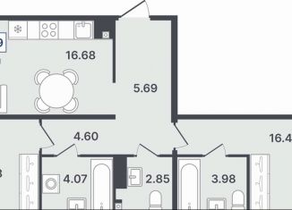 Продам 2-ком. квартиру, 68 м2, Тюмень, улица Алексея Сергиенко, 1