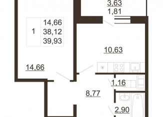 Продается 1-ком. квартира, 39.9 м2, Санкт-Петербург, муниципальный округ Пулковский Меридиан