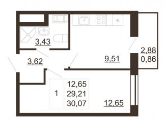 Продается 1-ком. квартира, 30.1 м2, Санкт-Петербург, муниципальный округ Пулковский Меридиан