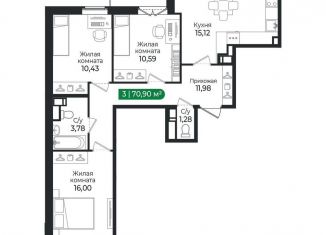 Продам 3-комнатную квартиру, 70.9 м2, Сертолово