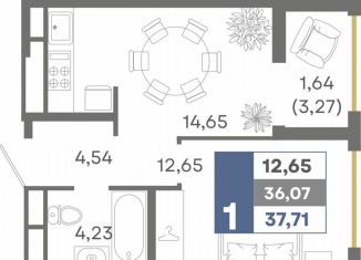 Продаю 1-комнатную квартиру, 37.7 м2, Крым