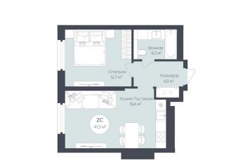Продаю 1-ком. квартиру, 41.3 м2, Республика Башкортостан
