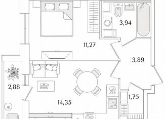 Продажа 1-ком. квартиры, 36.6 м2, Санкт-Петербург, метро Проспект Ветеранов