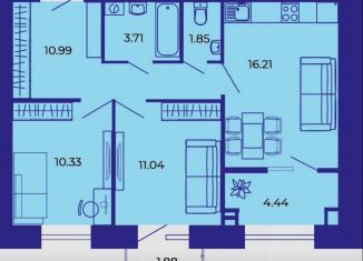 Продажа двухкомнатной квартиры, 59.3 м2, Брянск, улица Комарова, 47а