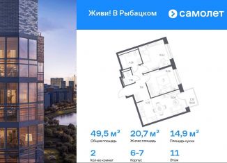 2-ком. квартира на продажу, 49.5 м2, Санкт-Петербург, Невский район