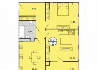 Продаю 2-комнатную квартиру, 53.3 м2, Ставрополь, Октябрьский район