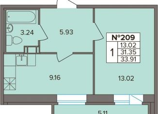 Продаю однокомнатную квартиру, 31.4 м2, деревня Новое Девяткино, Лесная улица, 19