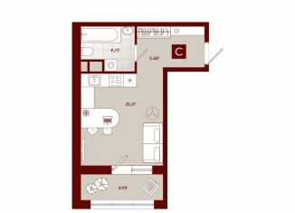 Продам квартиру студию, 30.6 м2, Асбест, переулок Радищева, 17