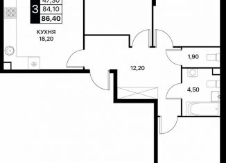 Продам 3-комнатную квартиру, 86.4 м2, Ростов-на-Дону