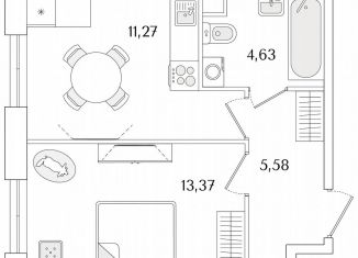 Продажа 1-ком. квартиры, 34.9 м2, Санкт-Петербург, метро Проспект Ветеранов