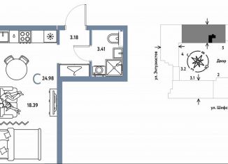 Продаю 1-ком. квартиру, 25 м2, Екатеринбург, метро Уралмаш, Шефская улица, 28