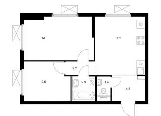 Продажа 2-комнатной квартиры, 52.3 м2, Мытищи