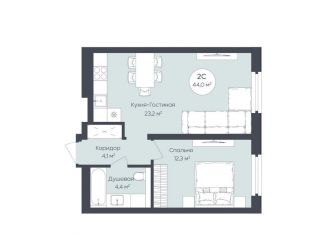 Продаю однокомнатную квартиру, 43.6 м2, Республика Башкортостан