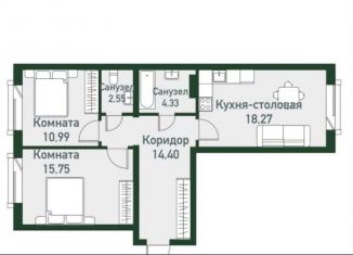 Продам 3-ком. квартиру, 67.7 м2, посёлок Западный, Спортивная улица, 12