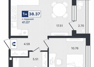 Продам 1-комнатную квартиру, 38.4 м2, Тюмень, Ставропольская улица, 1