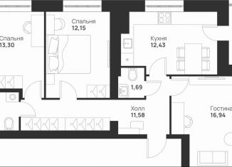 Продам трехкомнатную квартиру, 76.9 м2, Тула, улица Героя России Зиничева, 7