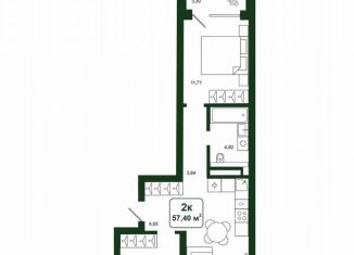 Продаю 2-ком. квартиру, 57.4 м2, деревня Дударева, улица Сергея Джанбровского, 25
