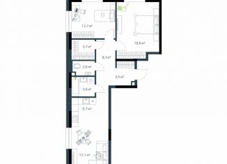 Продам трехкомнатную квартиру, 75.7 м2, Владивосток, Первомайский район, жилой комплекс Дом на Востоке, 5к1