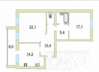 Продается двухкомнатная квартира, 68.9 м2, Тюмень, Молодёжная улица, 28