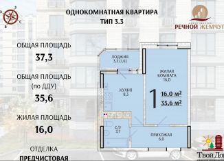 Продается 1-комнатная квартира, 35.6 м2, Батайск