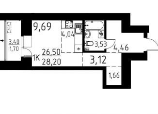Продажа квартиры студии, 28.2 м2, деревня Кисловка, улица Василия Кандинского, 8