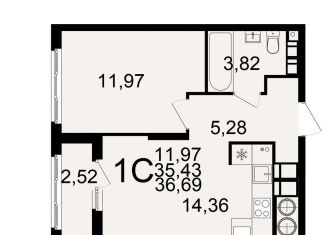 Продажа 1-комнатной квартиры, 36.7 м2, Рязань, Берёзовая улица, 5, Железнодорожный район
