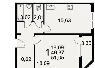 1-ком. квартира на продажу, 51.1 м2, Рязань, улица Баженова, 29Ас, Октябрьский район